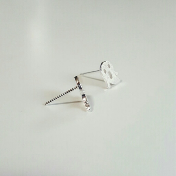 Silver Halloween Spooky Ghost Earrings costume holiday celebration Post - Picture 2 of 3